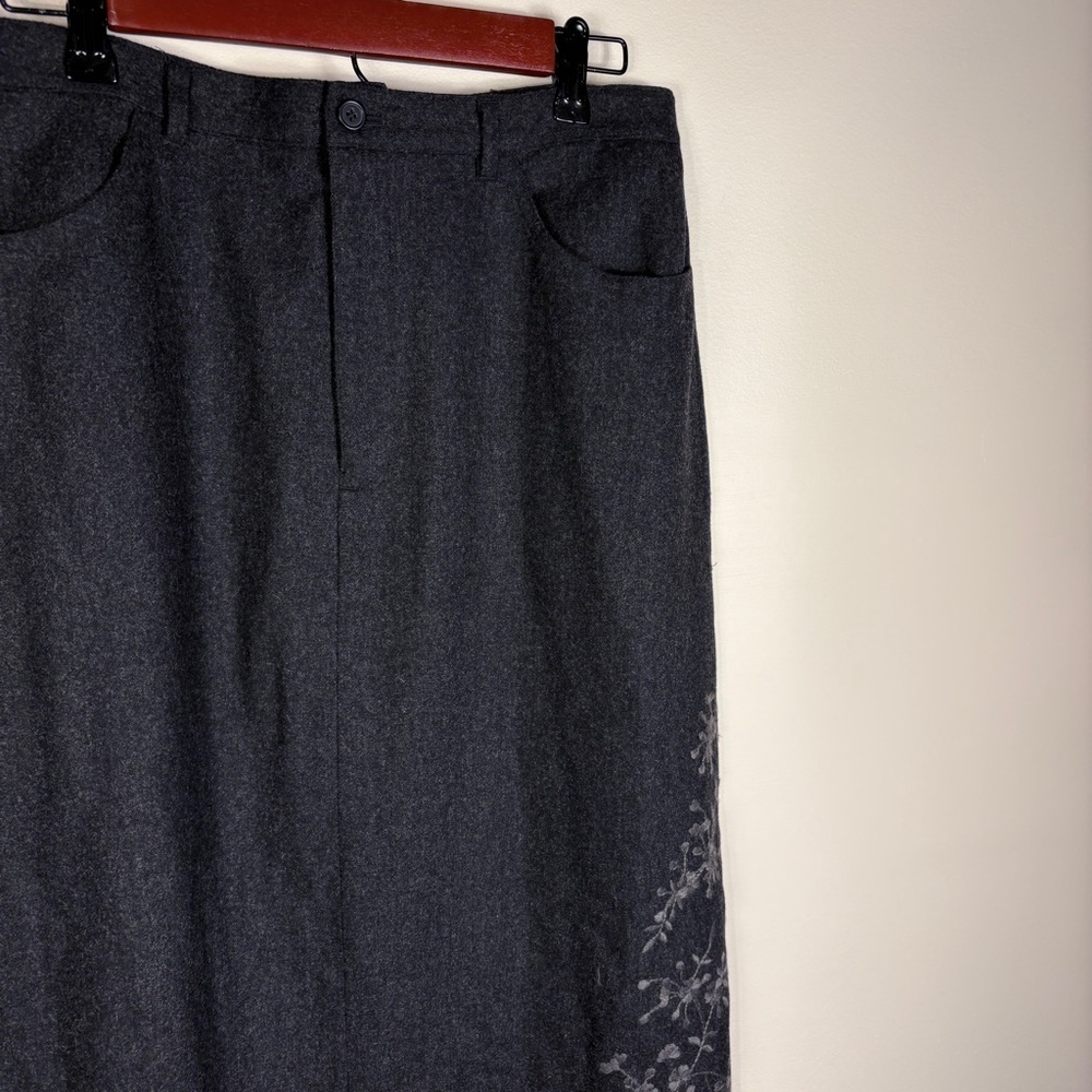 Eddie Bauer Gray Wool Blend Floral Embroidered Maxi Skirt - Picture 3 of 11